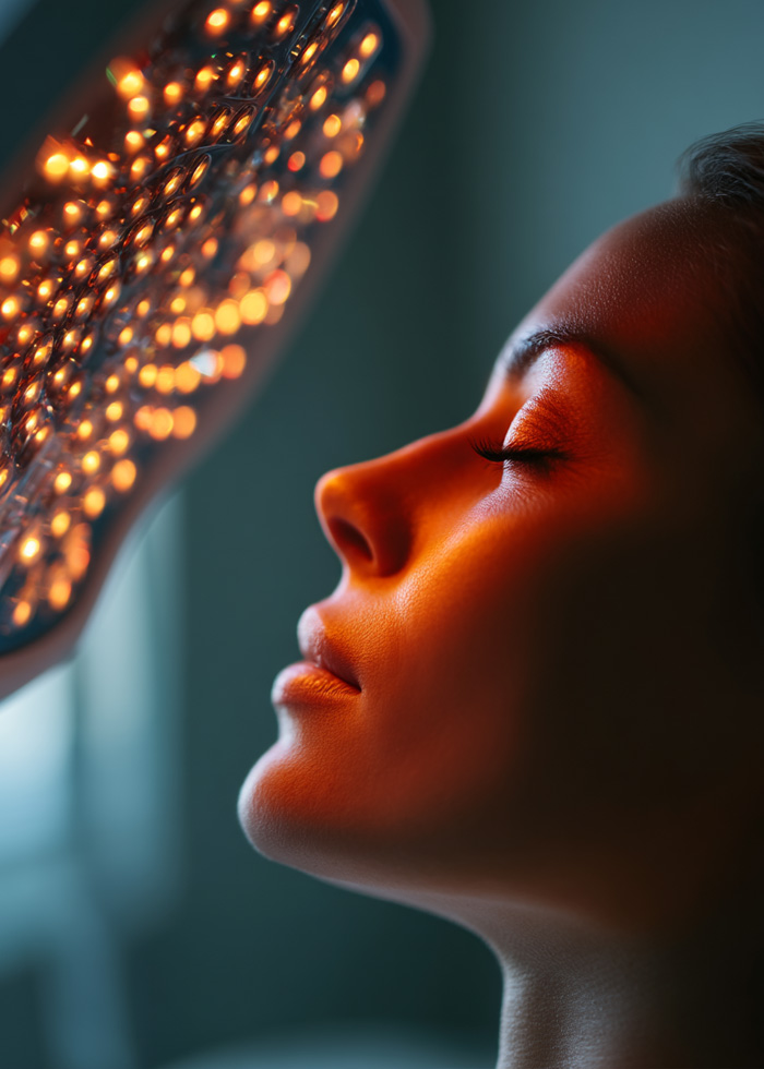 LED light facial therapy illustrating modern skin rejuvenation technology.