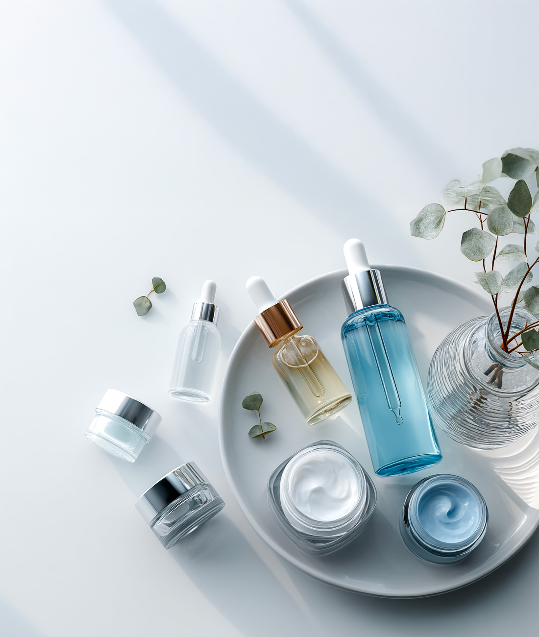 Hydration and skincare tools arranged for wellness treatments.