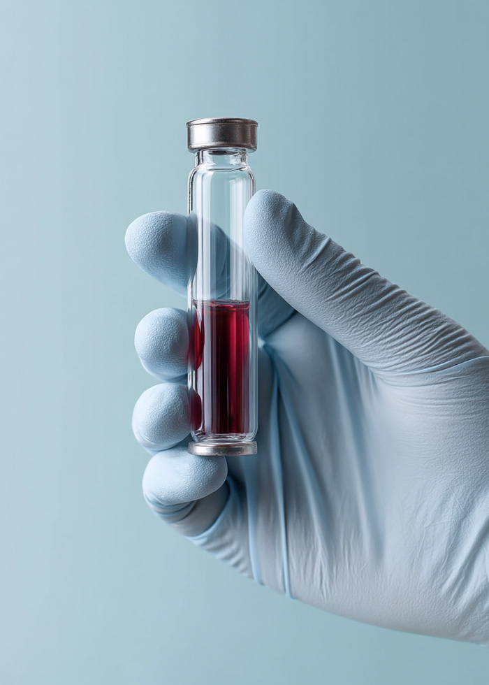Blood sample prepared for laboratory analysis in diagnostic testing.