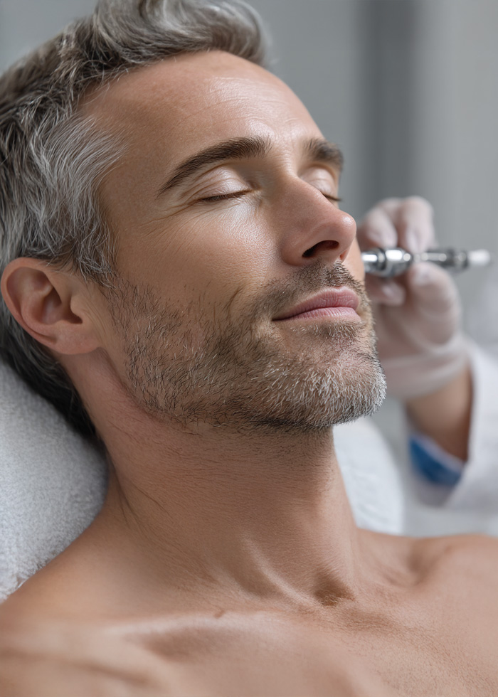 Laser skin treatment performed on the face in a professional clinical setting.